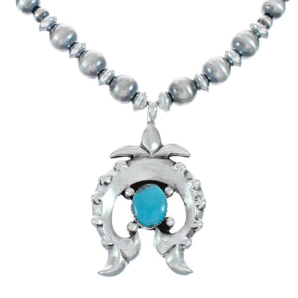 Sterling Silver Turquoise Navajo Naja Necklace AX129539